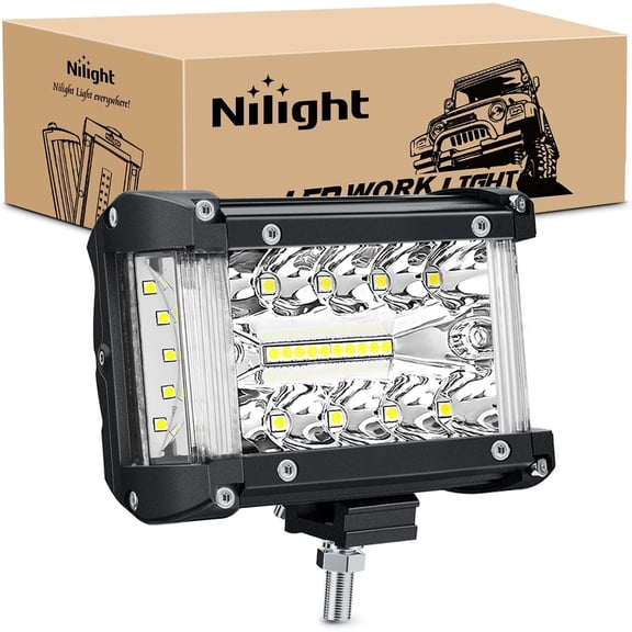 Nilight Side Shooter Light Bar 4.3 Inch Triple Row Spot Flood Combo for Off Road Fog Driving Work Lighting on Truck SUV ATV UTV