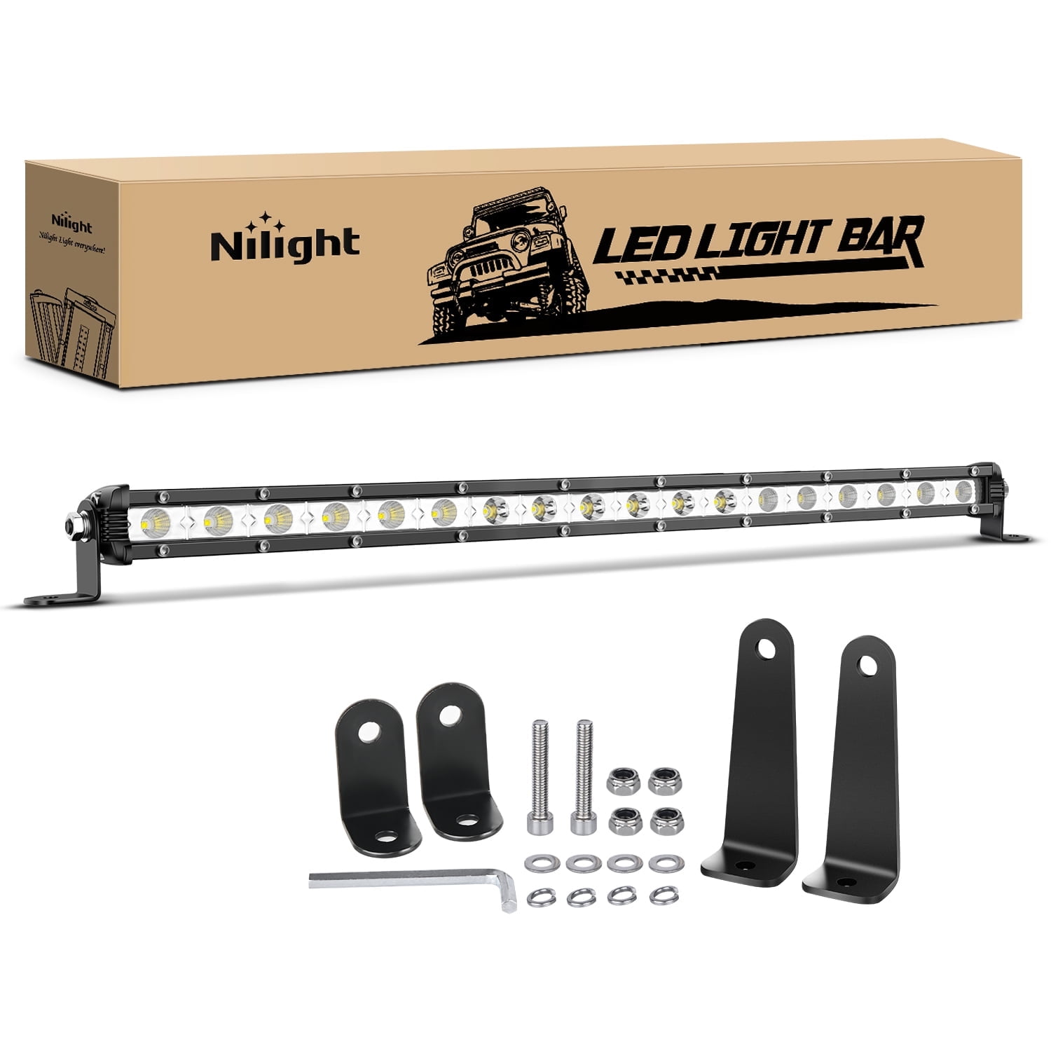 Nilight Single Row LED Light Bar Ultra-Slim Spot Flood Combo Light Bar 20 Inch 54W Fog Light Driving Light Work Light Roof Bumper Light for Offroad 4x4 Trucks SUV ATV UTV