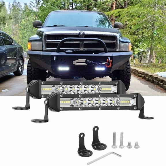 Nilight Slim Led Light Bar 2Pcs 11inch 26Led Single Row Spot Flood Combo Fog Light Driving Light Work Light Roof Bumper Lamp Offroad Light for 4x4 Trucks SUV ATV UTV