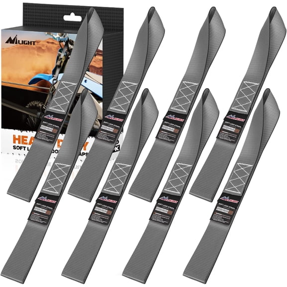 Nilight Soft Loop 1.7”×17" Motorcycle Tie Down Straps Heavy Duty 12000Lbs Max Break Strength for Securing ATV UTV Kayak Moving Cargo (8PK-Grey)