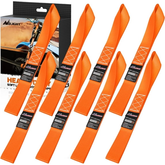 Nilight Soft Loop 1.7”×17" Motorcycle Tie Down Straps Heavy Duty 12000Lbs Max Break Strength for Securing ATV UTV Kayak Moving Cargo (8PK-Orange)