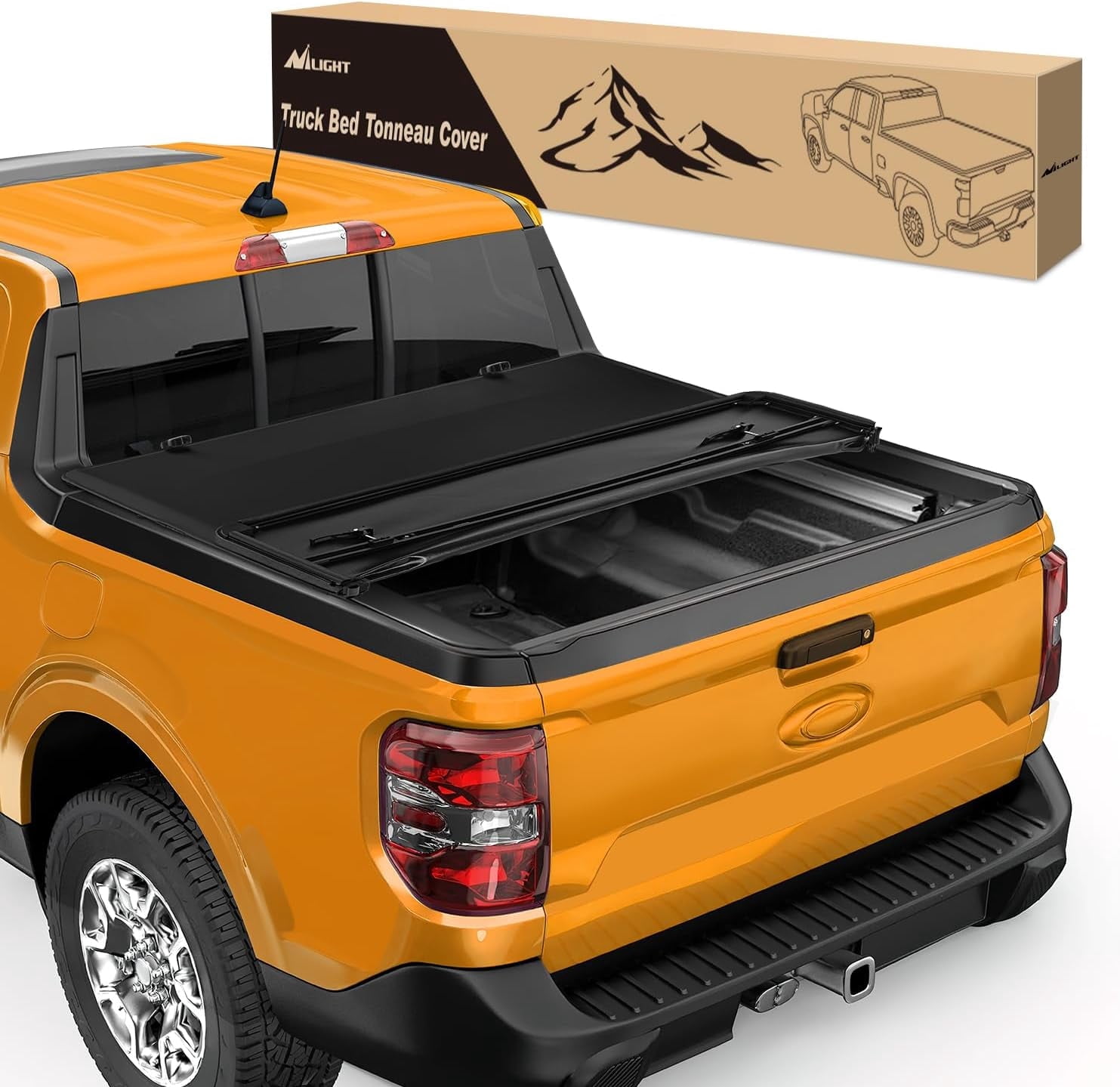 Nilight Soft Tri-fold Truck Bed Tonneau Cover Fits for 2022 2023 2024 2025 Ford Maverick-4.5ft