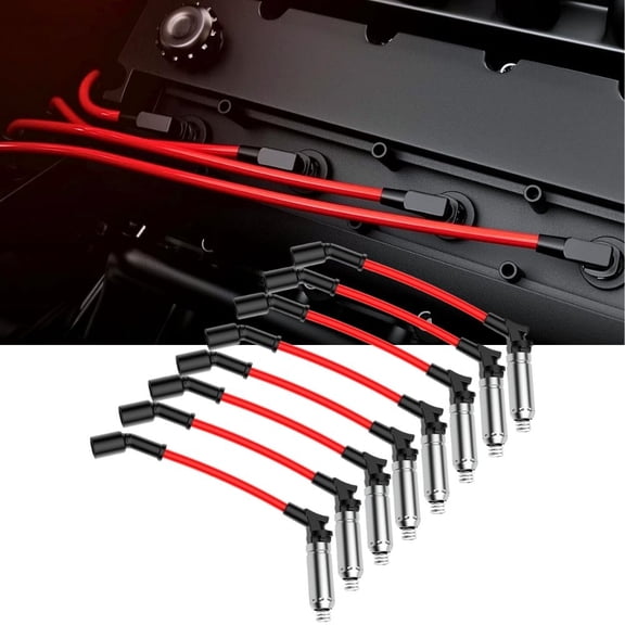 Nilight Spark Plug Wire 10.2 mm High Performance Ignition Wire Compatible with Chevy GMC Sierra Yukon Silverado Suburban V8 Engine Replaces for 48322R