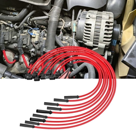 Nilight Spark Plug Wire 10.5 mm Straight Boots High Performance Ignition Wire Compatible with Chevy SBC BBC 305 350 454 Electronic V8 Engine with HEI Distributor