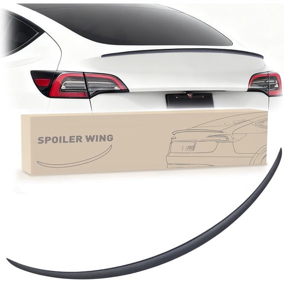 Nilight Spoiler Fit for Tesla Model Y 2020 2021 2022 2023 2024 Spoilers for Cars Rear Spoiler Wing Sporty Rear Trunk Lip Exterior Accessories Easy No-Drill Installation ABS Carbon Fiber Pattern