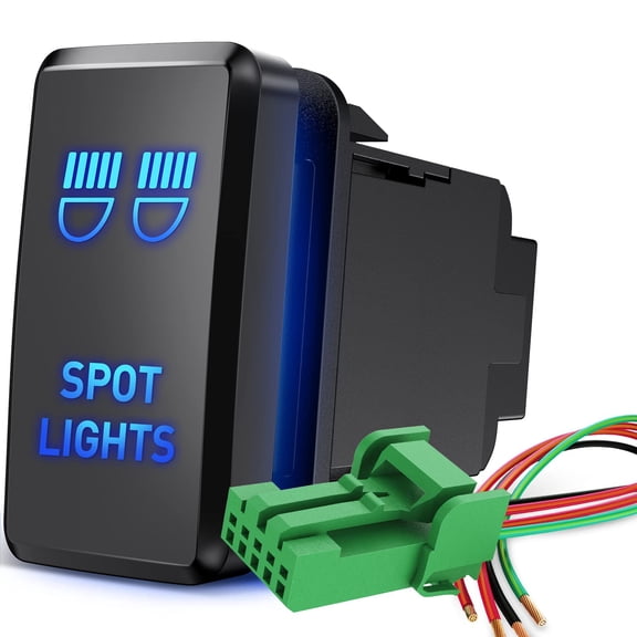 Nilight Spot Lights Push Button Switch 12V ON Off Switch with Connector Wire Kit 1.54" x 0.83" Replacement for Toyota Tacoma Tundra 4Runner FJ Cruiser Hilux Fortuner, 2 Years Warranty