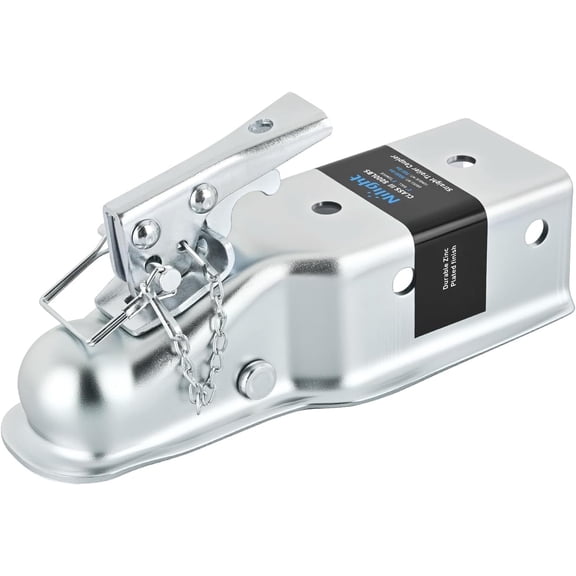Nilight Straight Trailer Coupler with Security Latch&Chain for 2-Inch Hitch Ball, 3-Inch Channel,5000 LBS,Heavy Duty Trailler Tongue Coupler for Station Wagon, Truck, Bolted & Welded Installation