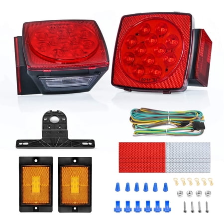Nilight 2PCS Square LED Trailer Light Kit Low Profile Submersible IP68 Stop Turn Tail Side Marker License Lamps for 12V Utility Boat Camper RV Trucks Marine Snowmobile