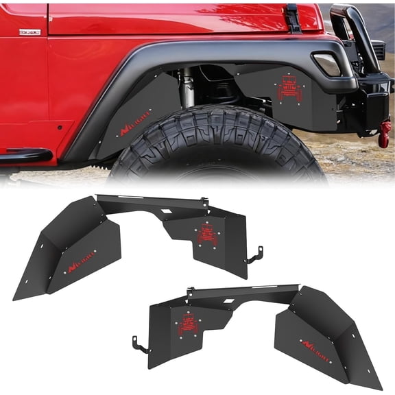 Nilight TJ Front Inner Fender Liners Fit for 1997 1998 1999 2000 2001 2002 2003 2004 2005 2006 Jeep Wrangler TJ & LJ, 2PCS Offroad Powder Coated Steel Splash Mud Guard Wheel Well Liner Covers