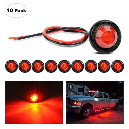Nilight TL-04 10PCS 10 PCS 3/4” Round Clearance LED Front Rear Side Indicator Bullet Marker Light for Truck RV Car Bus Trailer Van Caravan Boat (12V, Red), 2 Years Warranty
