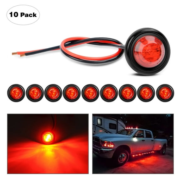 Nilight TL-04 10PCS 10 PCS 3/4 Round Clearance LED Front Rear Side Indicator Bullet Marker Light for Truck RV Car Bus Trailer Van Caravan Boat (12V, Red), 2 Years Warranty