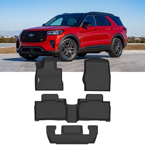 Nilight TPE Floor Mats for Ford Explorer 6 Seats 2020 2021 2022 2023 2024 2025,All Weather Custom Fit Heavy Duty Floor Liners