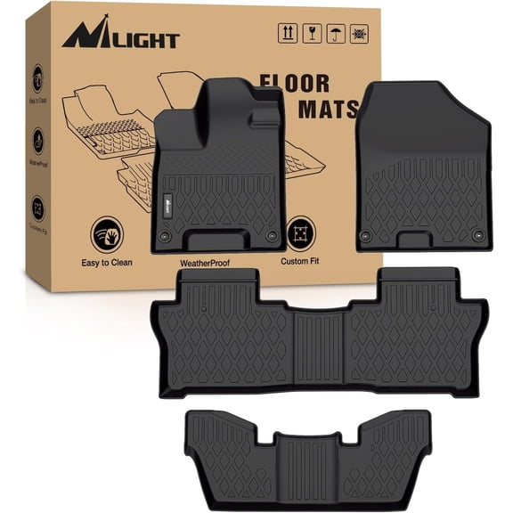 Nilight TPE Floor Mats for Honda Pilot 7 Passenger 2016 2017 2018 2019 2020 2021 2022,All Weather Custom Fit Heavy Duty Floor Liners
