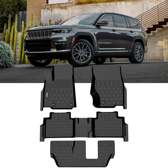 Nilight TPE Floor Mats for Jeep Grand Cherokee L 7-Passenger 2021 2022 2023 2024,All Weather Custom Fit Heavy Duty Floor Liners