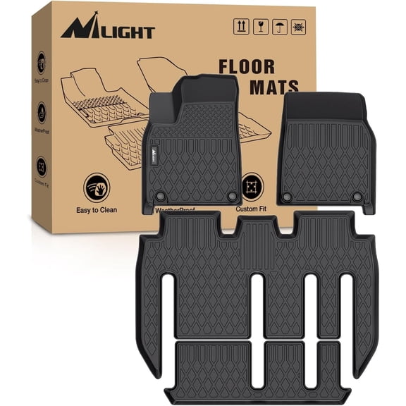 Nilight TPE Floor Mats for Tesla Model X 7 Seater 2022 2023 2024 2025 All Weather Custom Fit Heavy Duty Floor Liners