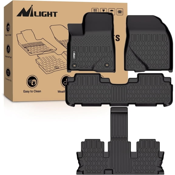 Nilight TPE Floor Mats for Toyota Highlander 7&8 Seats 2014 2015 2016 2017 2018 2019,All Weather Custom Fit Heavy Duty Floor Liners