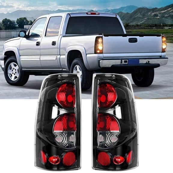 Nilight Taillight Assembly Compatible with 1999 2000 2001 2002 2003 2004 2005 2006 2007 Chevy Silverado 1999-2002 GMC Sierra Rear Lamp Classic Body OE Style Black Housing Clear Lens