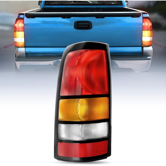 Nilight Taillight Assembly Compatible with 1999 2000 2001 2002 2003 2004 2005 2006 GMC Sierra 1999-2002 Chevy Silverado Fit Fleetside Tail Rear Light OE Style Driver Side Black Border