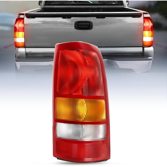 Nilight Taillight Assembly Compatible with 1999 2000 2001 2002 Chevy Silverado 1999 2000 2001 2002 2003 2004 2005 2006 GMC Sierra Tail Rear Light Fleetside OE Style Passenger Side Red Border