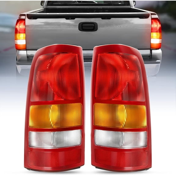 Nilight Taillight Assembly Compatible with 1999 2000 2001 2002 Chevy Silverado 1999 2000 2001 2002 2003 2004 2005 2006 GMC Sierra Tail Rear Light Fleetside OE Style Driver Passenger Side Red Border
