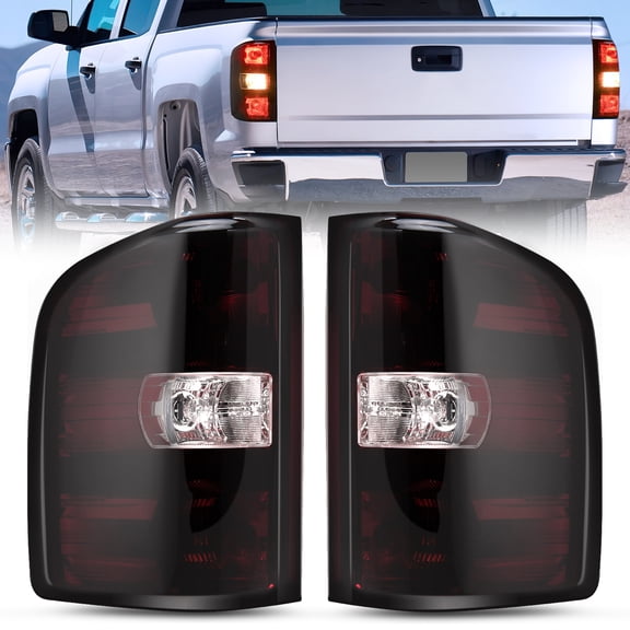 Nilight Taillight Assembly Compatible with 2007 2008 2009 2010 2011 2012 2013 2013 2014 Chevy Silverado 1500 2500HD 3500HD 2007-2013 GMC Sierra 3500HD Rear Lamp Replacement with Dark Red Lens Pair