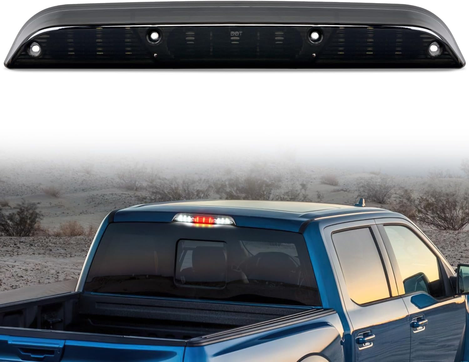 Nilight Third Brake Light For Chevy Colorado & GMC Canyon 2004-2012 - LED High Mount Stop/Cargo Light, Red Lens