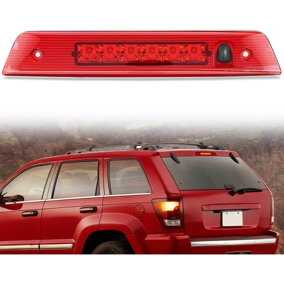 Nilight Third Brake Light Tail High Mount 3rd Stop Lights Red Lens Compatible with Jeep Grand Cherokee 2005 2006 2007 2008 2009 2010 Van SUV Rear Center Cab Lamp