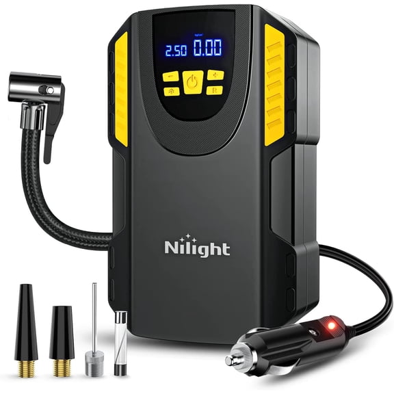 Nilight 12V DC Portable Air Compressor Tire Inflator with Digital Gauge and Auto Shutoff, 150 PSI (1 Unit)