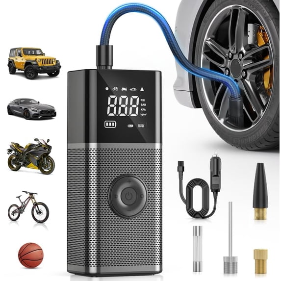 Nilight Tire Inflator Portable Air Compressor Rechargeable 12VDC 150PSI Cordless Battery Cigarette Powered 2X Faster Inflation Air Pump w/Digital Pressure Gauge for Car Motorcycle