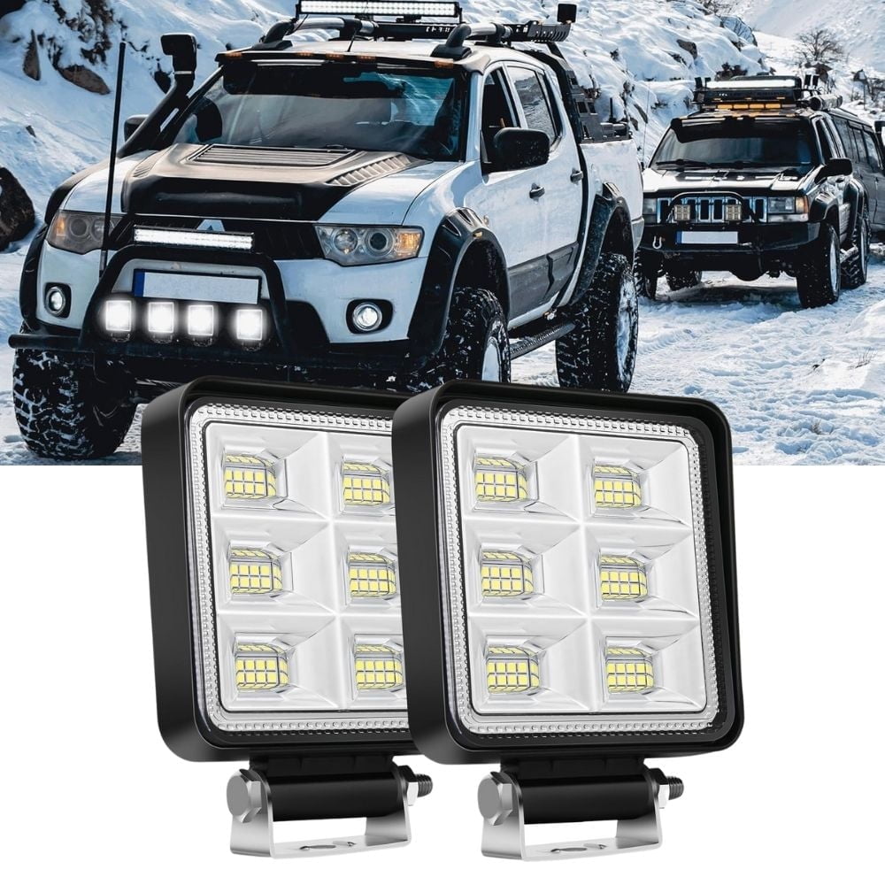 Nilight Tractor Lights Led Pod Lights Square 2Pcs 4" 48Led Flood Light Bar Led Fog Light Driving Light Led Work Light for Truck off Road Vehicles ATV UTV Boat