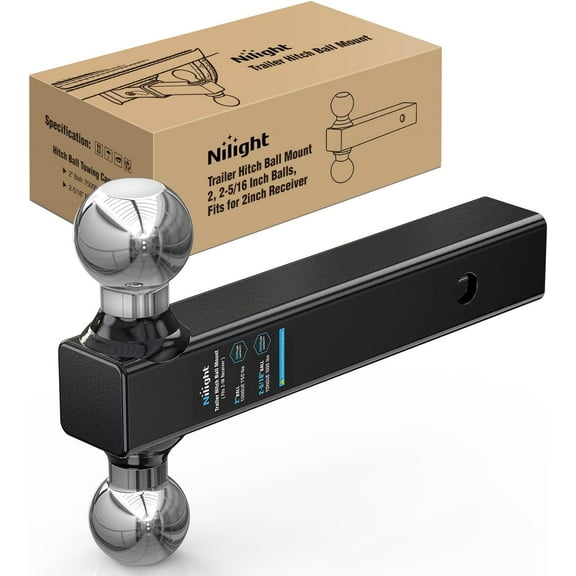 Nilight Trailer Hitch Ball Mount, 2 Inch, 2-5/16 Inch Balls, Fits 2 Inch Square Receiver, 10,000 lbs