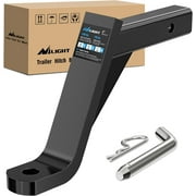 Nilight Trailer Hitch Ball Mount with 5/8" Hitch Pin Clip Fits 2 Inch Receiver Square 7500 lbs 10" Drop 9” Rise 1” Hole Gloss Black Powder Coat, 2 Years Warranty