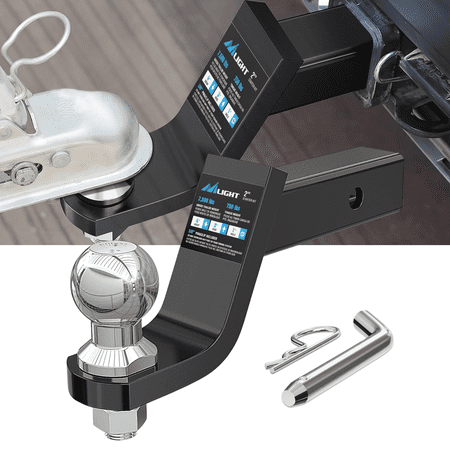 Nilight Trailer Hitch Ball Mount with 2 Inch Hitch Ball and 5/8" Hitch Pin Fits 2" Receiver 7500 lbs Capacity 4" Drop / 3" Rise
