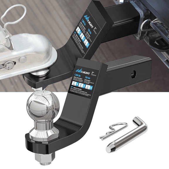Nilight Trailer Hitch Ball Mount with 2 Inch Hitch Ball and 5/8" Hitch Pin Fits 2" Receiver 7500 lbs Capacity 4" Drop / 3" Rise