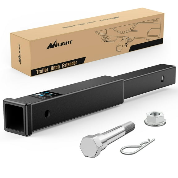 Nilight Trailer Hitch Extender 18Inch Extension Length Fits for 2Inch Receiver Tube with 5/8Inch Stainless Steel Bolt Flange Nut and Clip 3,500 LBS GTW Matte Black