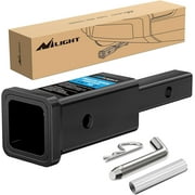 Nilight Trailer Hitch Receiver Extender Adapter Reducer 1-1/4 to 2Inch Hitch Adapter 6-1/2 inch Extension Sleeve Convertor 350Lbs with 1/2-Inch Diameter Pin and Clip with 5/8-Inch Adapter