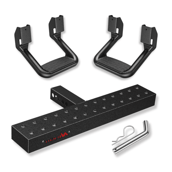 Nilight Trailer Hitch Step Kit, 18 Inch Removable Step with 2 Receiver and 2PCS Side Step Bars with Anti-Slip Surface for Trucks, SUVs and Trailers