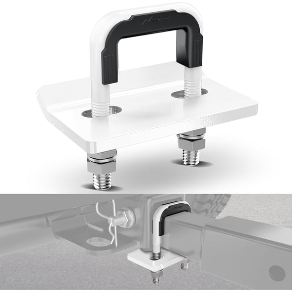 Nilight Trailer Hitch Tightener for 2 Inch Trailers Hitches Mount Anti Rattle Heavy Duty Steel with Rubber Cover White U Bolt Glossy Coating Plate Electrophoresis Anti-Rust Triple Protective