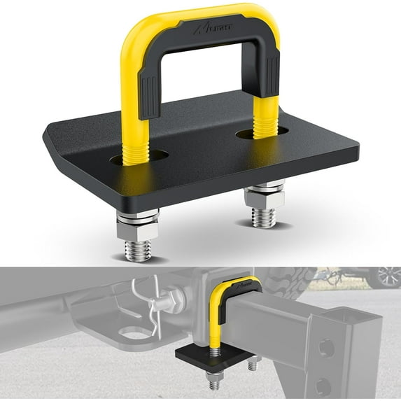 Nilight Trailer Hitch Tightener for 2 Inch Trailers Hitches Mount Anti Rattle Heavy Duty Steel with Rubber Cover Yellow U Bolt Matte Black Plate Electrophoresis Anti-Rust Triple Protective