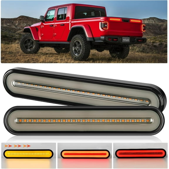 Nilight Trailer Tail Light Bar with 3-in-1 Running Stop Turn Signals Brake Light 2 Pack 9 Inch 100 LED Red & Amber Sequential Led Strip Light for Trailer RV Truck Boat Pickup SUV, 2 Years Warranty