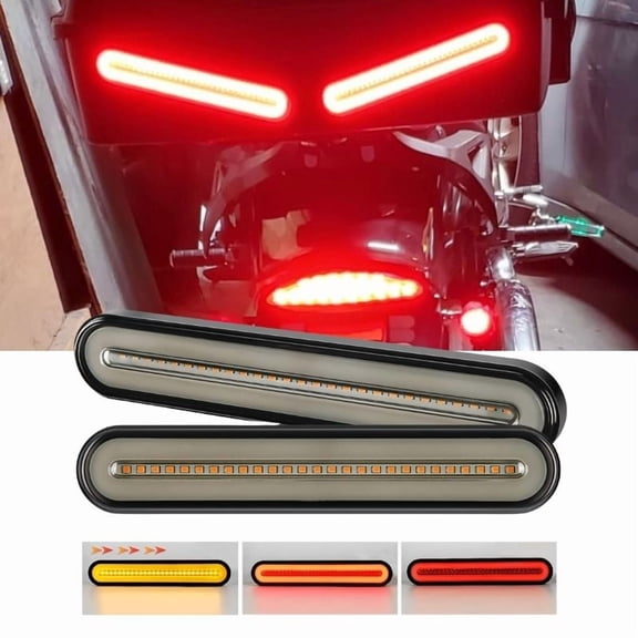 Nilight Trailer Tail Light Bar with 3-in-1 Running Stop Turn Signals Brake Light 2 Pack 9inch 100 Led Red & Amber Sequential Led Strip Light for Trailer RV Truck Boat Pickup SUV