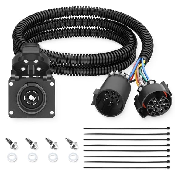 Nilight Truck Bed USCAR to 7 Pin Trailer Wiring Harness Extension 7FT USCAR to RV Blade Tailgate Light Adapter for Chevy Ford GMC Dodge Nissan Toyota 5th Wheel Gooseneck