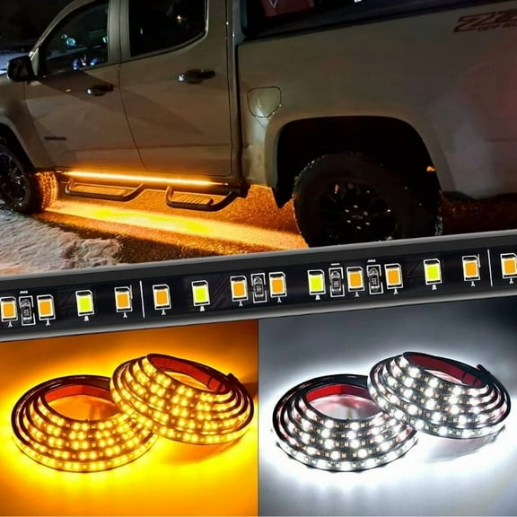 Nilight Truck Led Running Board Lights 2Pcs 70inch Led Side Maker Light with 216 LEDs White Courtesy Light & Sequential Amber Turn Signal Lighting Strips for Extended & Crew Cab Trucks Pickup