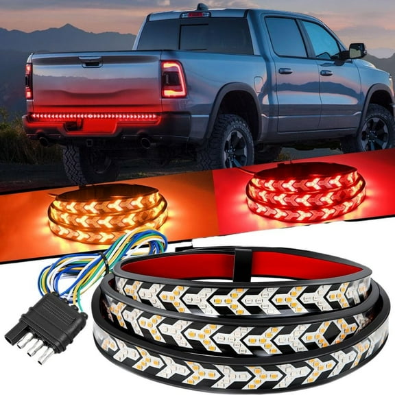 Nilight Truck Tailgate Light Strip 48inch Arrow 432 LED with Red Running Brake Lights Amber Turn Signals Strobe Lights