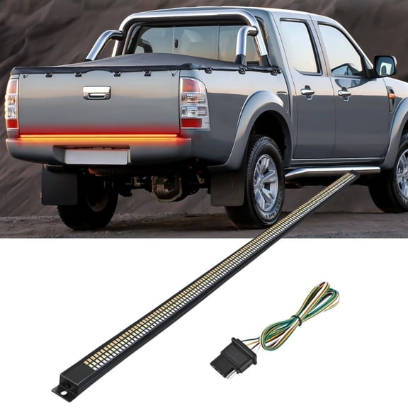 Nilight Truck Tailgate Light Strip 60" Aluminum Frame Triple Row 1200 LED Strip with Red Running Brake Lights White Reverse Light Amber Sequential Turn Signals Strobe Lights