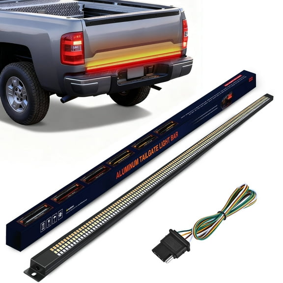 Nilight Truck Tailgate Light Strip 60" Aluminum FrameTriple Row Light Bar 1200 LED w/ Red Running Brake White Reverse Light Red Sequential Turn Signal