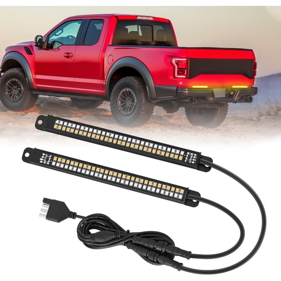Nilight Truck Tailgate Light Strip 7 Inch Aluminum Frame Double Row 60 LED Red Running Brake Amber Sequential Turn Signals Strobe Lights Bar for Trailer Hitch Cargo Carrier Luggage Rack