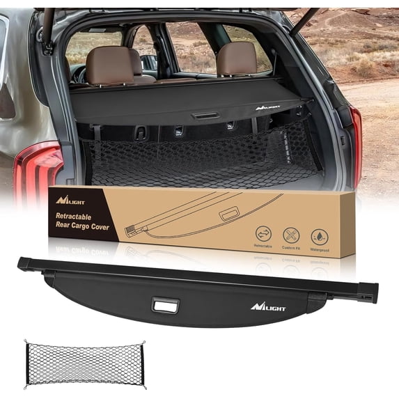 Nilight Trunk Cargo Cover for Kia Telluride 2020 2021 2022 2023 2024 2025, Retractable Security Shade Rear Cargo Cover, with Trunk Storage Net
