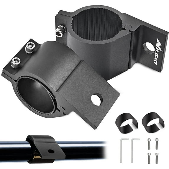 Nilight Tube Clamp Bracket Fit 2.87 to 3.2 Inch Round Bull Bar Crash Bar Guard Roof Rack Roll Cage Bumper for Offroad LED Light Bar Work Driving Whip Light Mounts on Truck ATV UTV, 2 Years Warranty