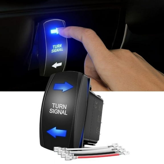Nilight Turn Signal Switch Blue 4Pin on off on Rocker Switch Laser Etched SPDT Toggle Switches Blue 12V 20A 24V 10A Jumper Wires for Cars RVs Campers Trailers